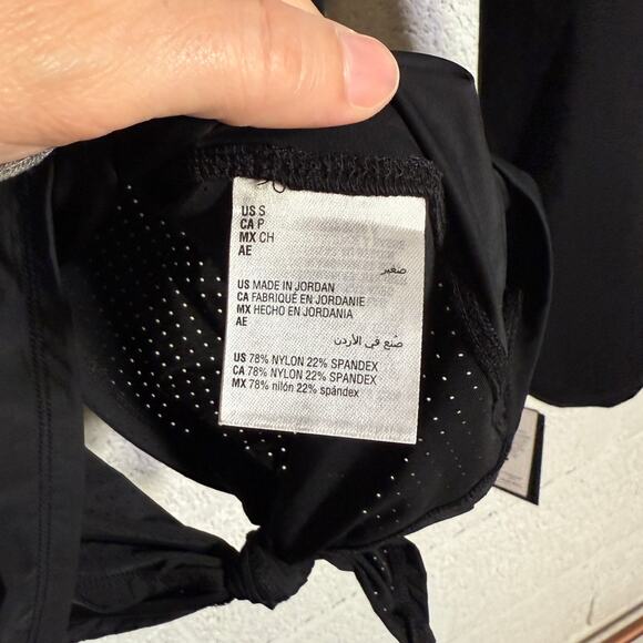 Ideology Women's Active Perforated Tie-Back Long-Sleeve Top Black Small - Picture 6 of 6